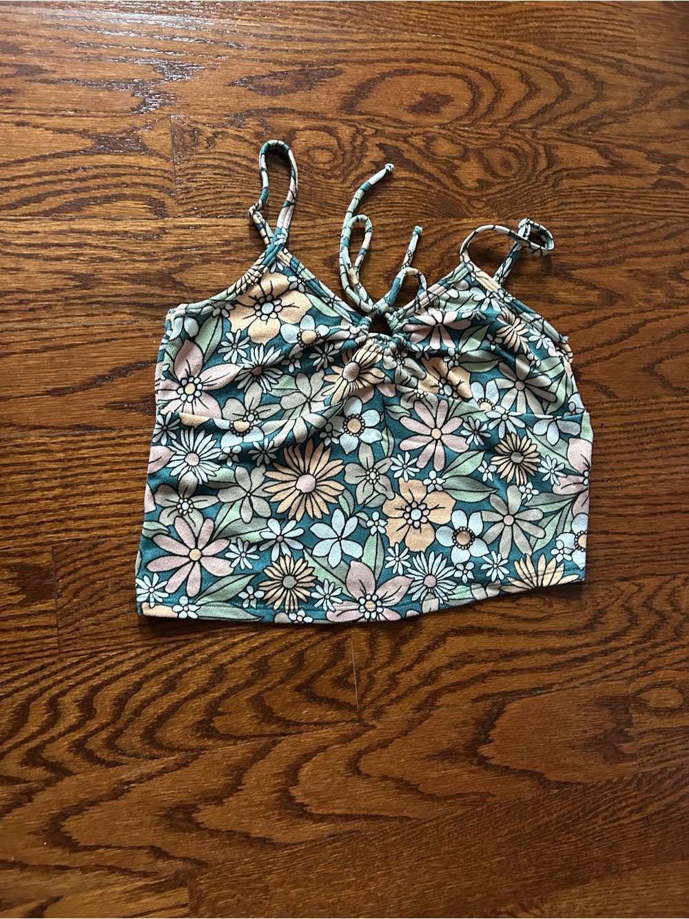 Gilly Hicks Floral Crop Top in Green, Pink & Cream